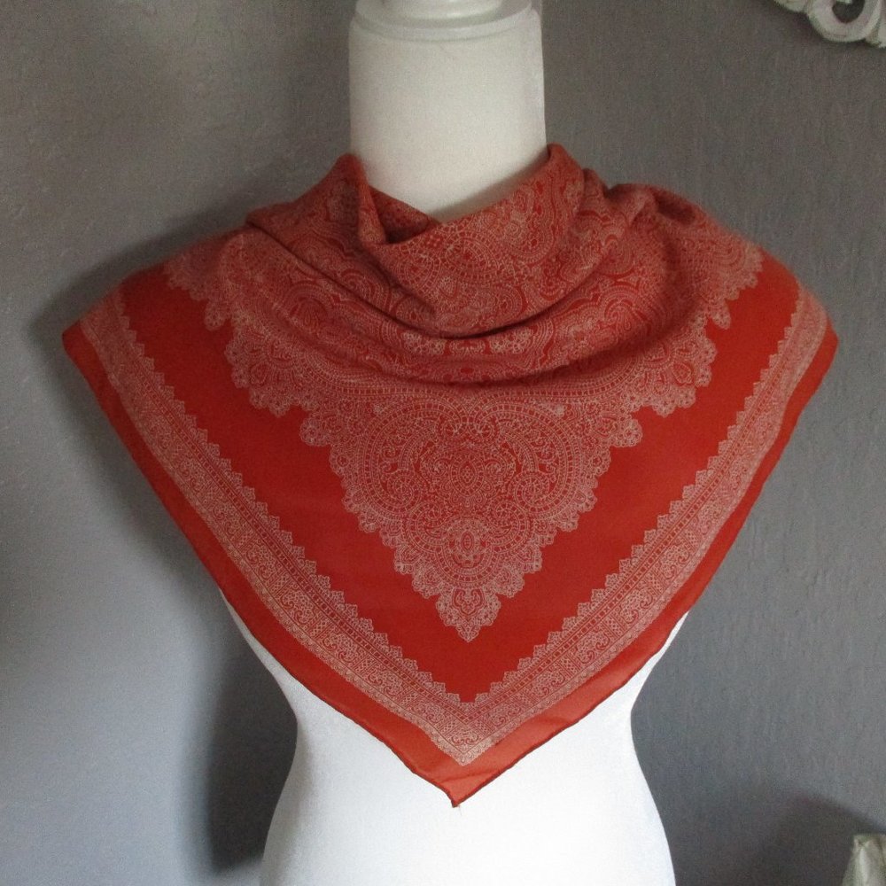 1970s rust & cream medallion scarf